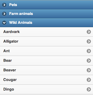 Collapsible lists